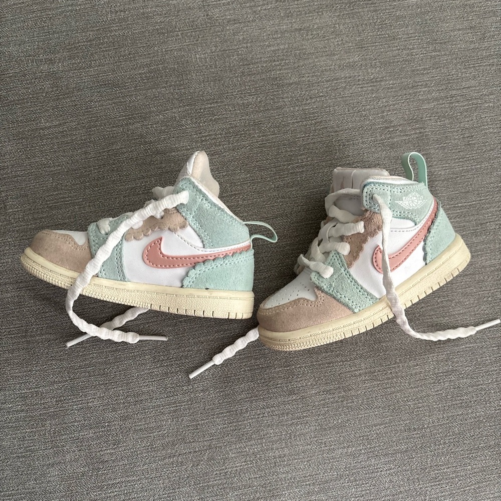 Jordan Kids Sneakers in Mint, Pink, and Tan